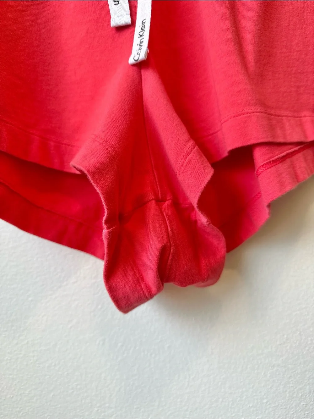 Calvin Klein Women's Bright Red Lounge Shorts with Branded Drawstring